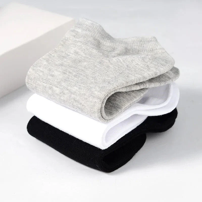 5 Pairs/Lot Low Cut Men Socks Solid Color Black White Gray Breathable Cotton Sports Socks Male Short Socks Women Men - Image 6