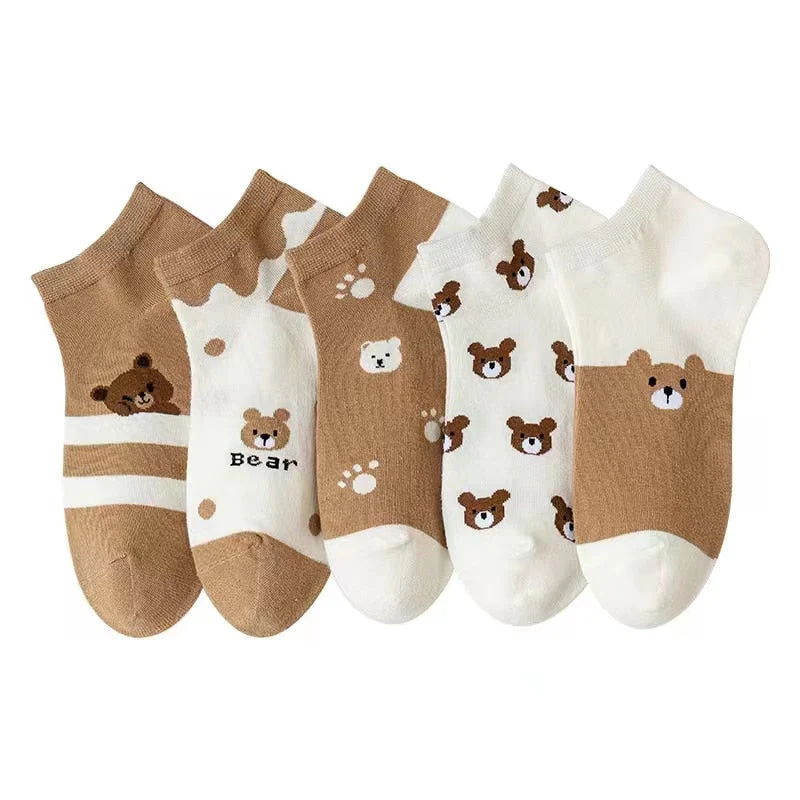 5 Pairs Socks Sets Women Elegant Retro Polyester Cotton Low Tube Women Socks Breathable Japanese Style Casual Cotton Short Sock - Image 8
